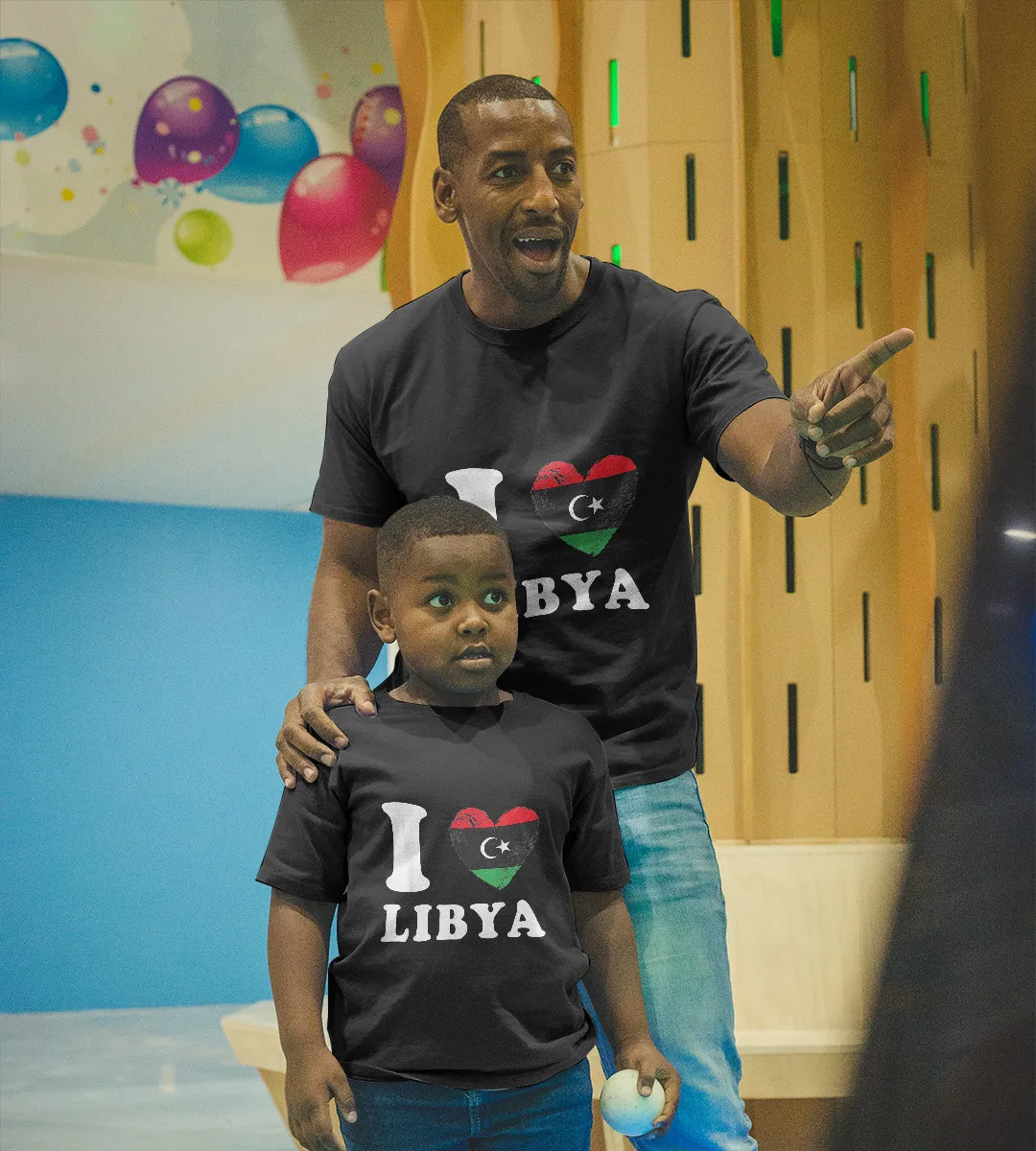 1sttheworld T-Shirt - Heart Flag Libya T-Shirt Black A35