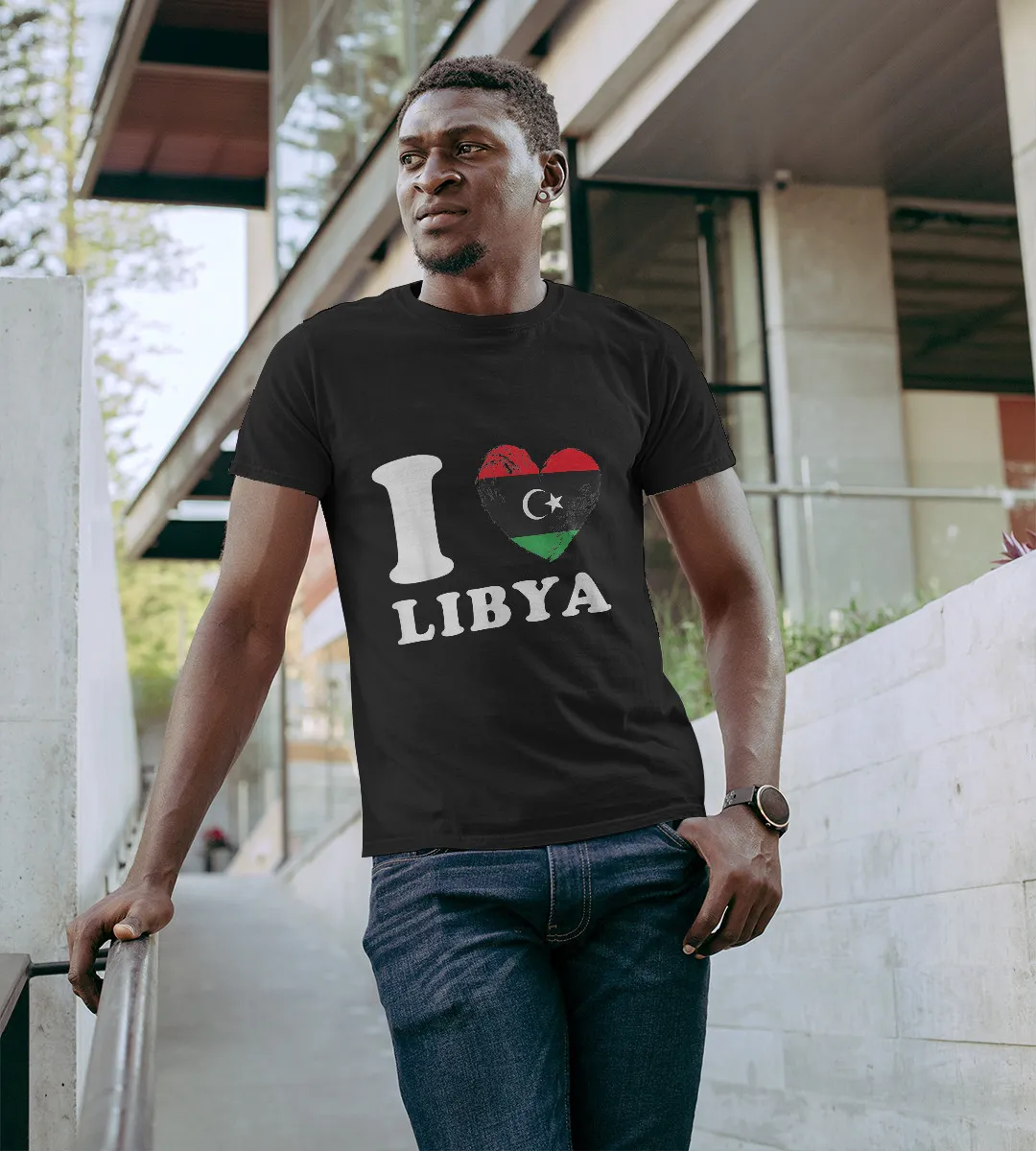 1sttheworld T-Shirt - Heart Flag Libya T-Shirt Black A35