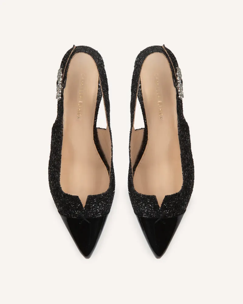 Alicia Black Glitter Flats