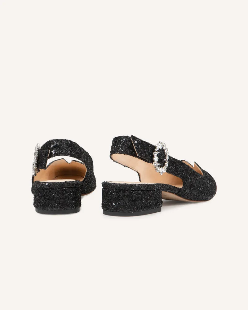 Alicia Black Glitter Flats