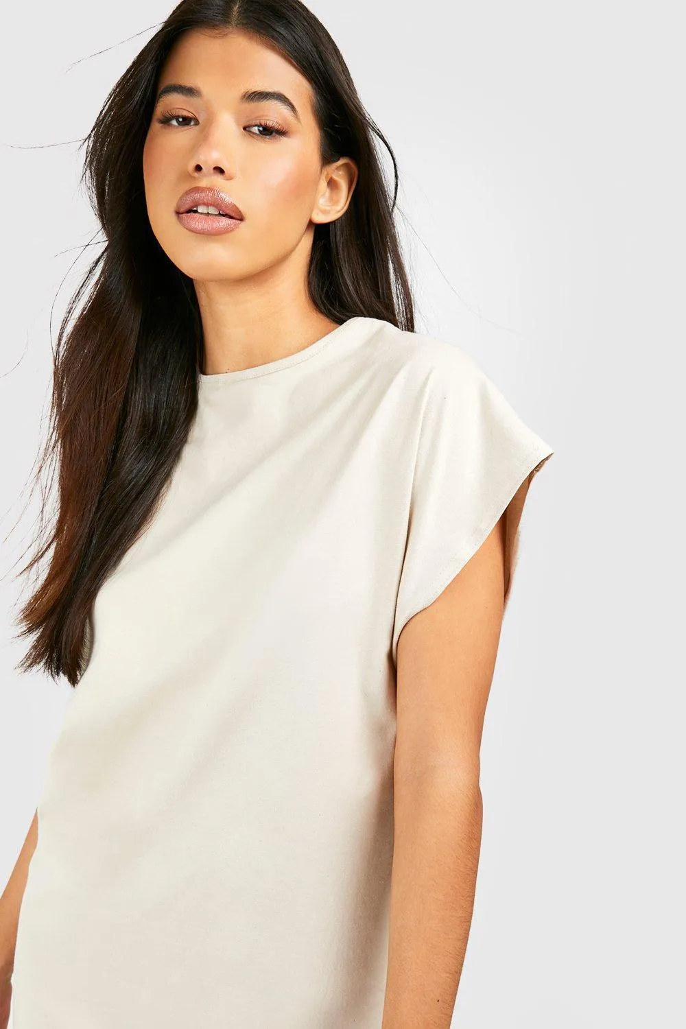Boohoo Cotton T-Shirt Midi Dress, Gray