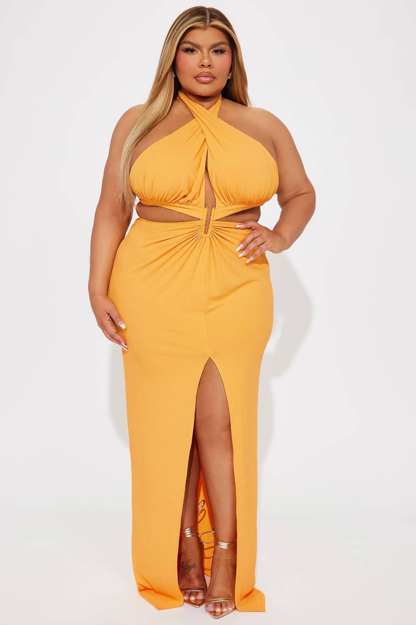 Cora Cut Out Maxi Dress - Mustard