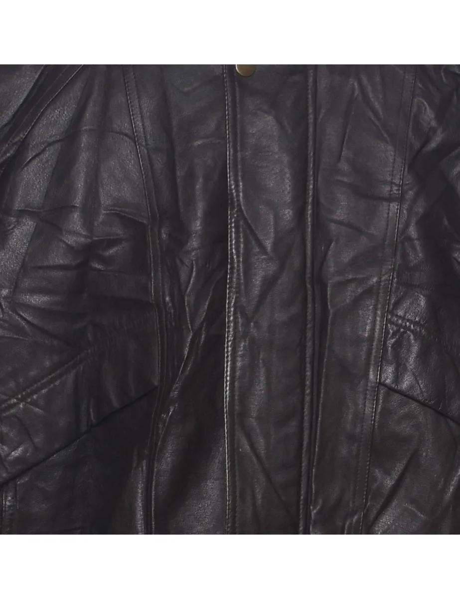 Dark Brown Leather Jacket - L