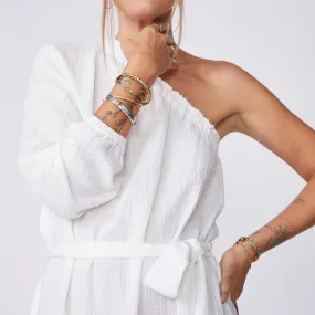 Gauze One Shoulder Dress