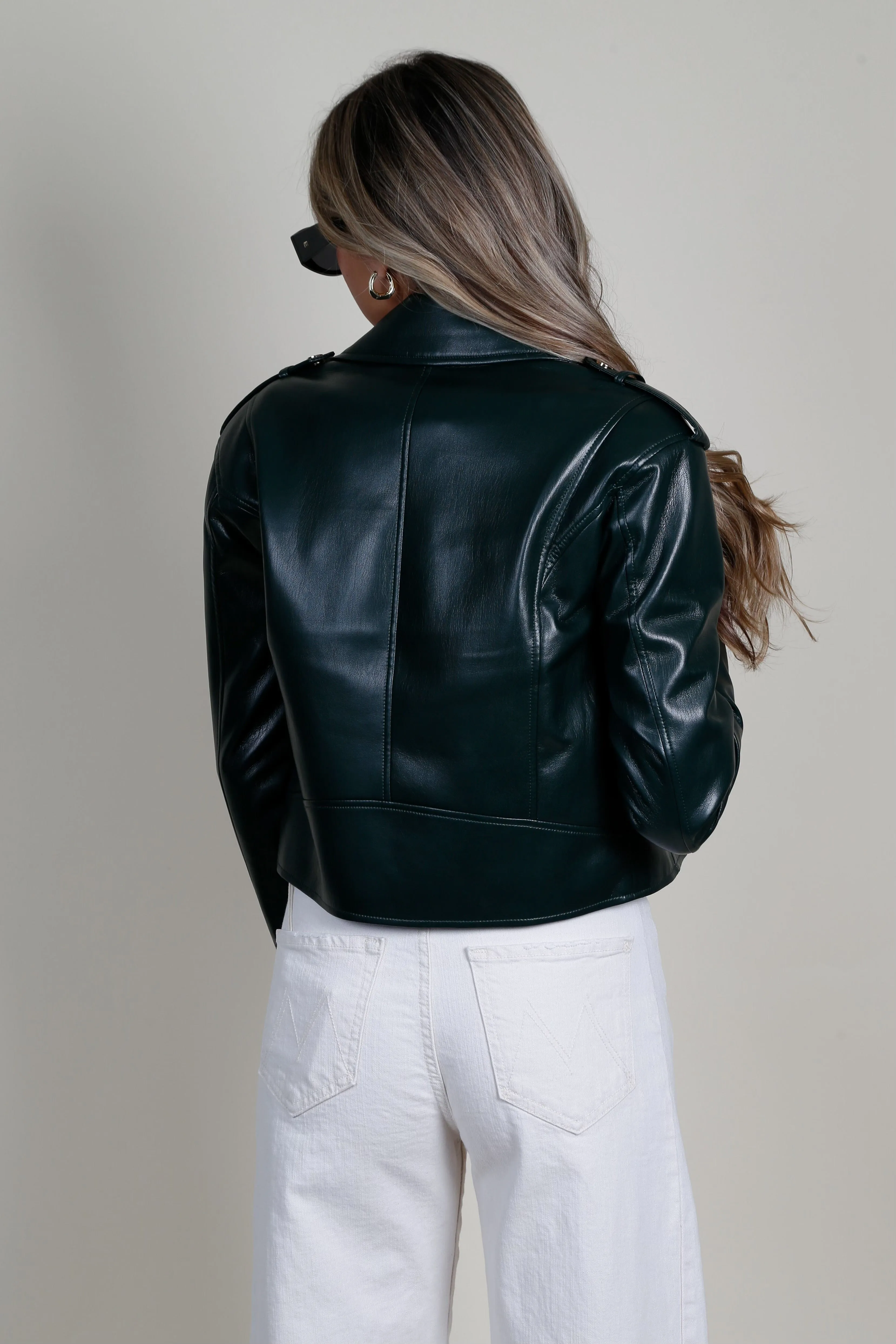 GENERATION LOVE | Cosita Vegan Leather Moto Jacket - Forest