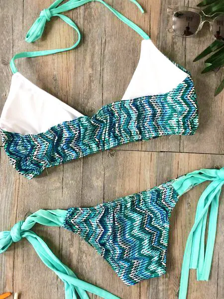 Green Bohemian Push Up Bikini Sets