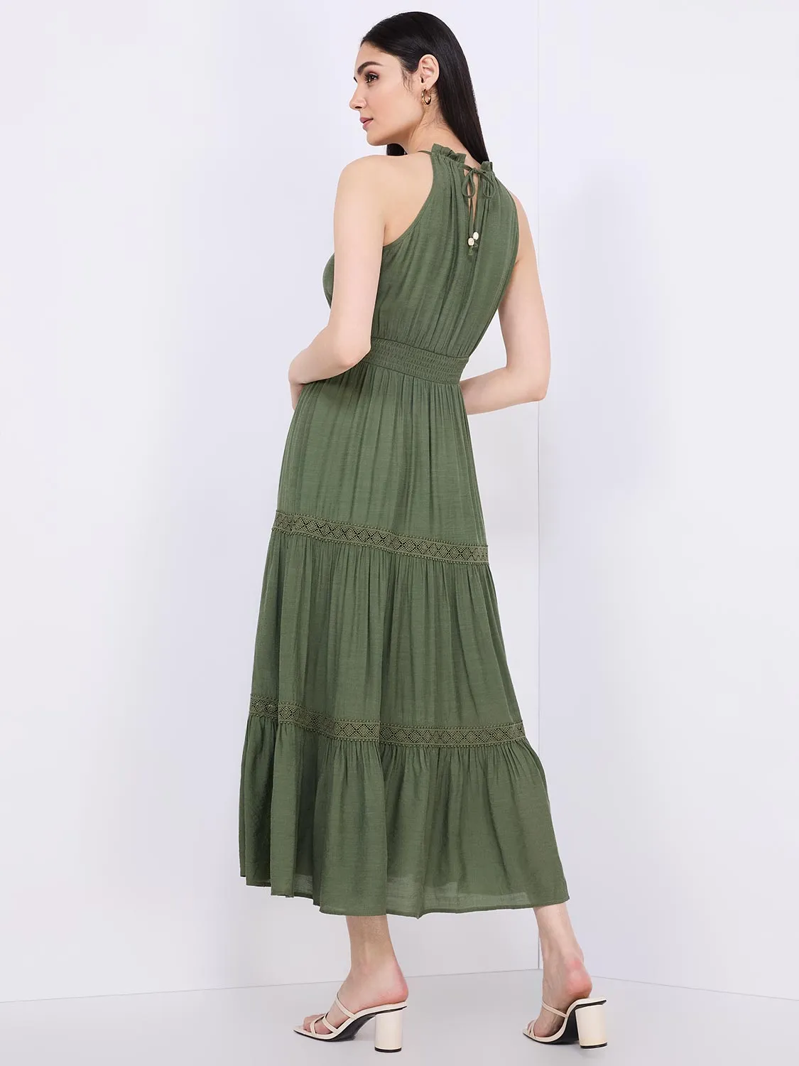 Halter Neck Tiered Maxi Dress