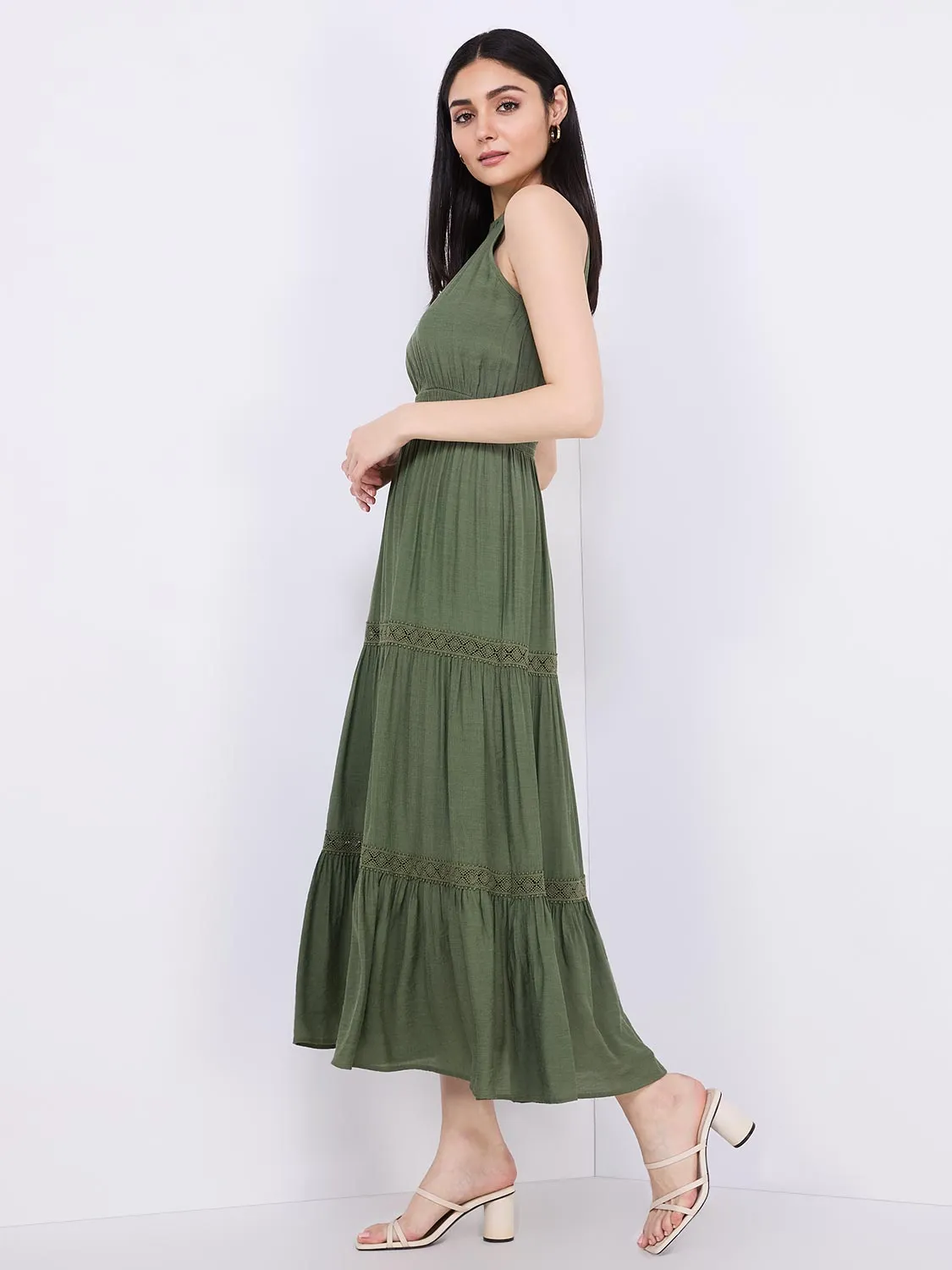 Halter Neck Tiered Maxi Dress