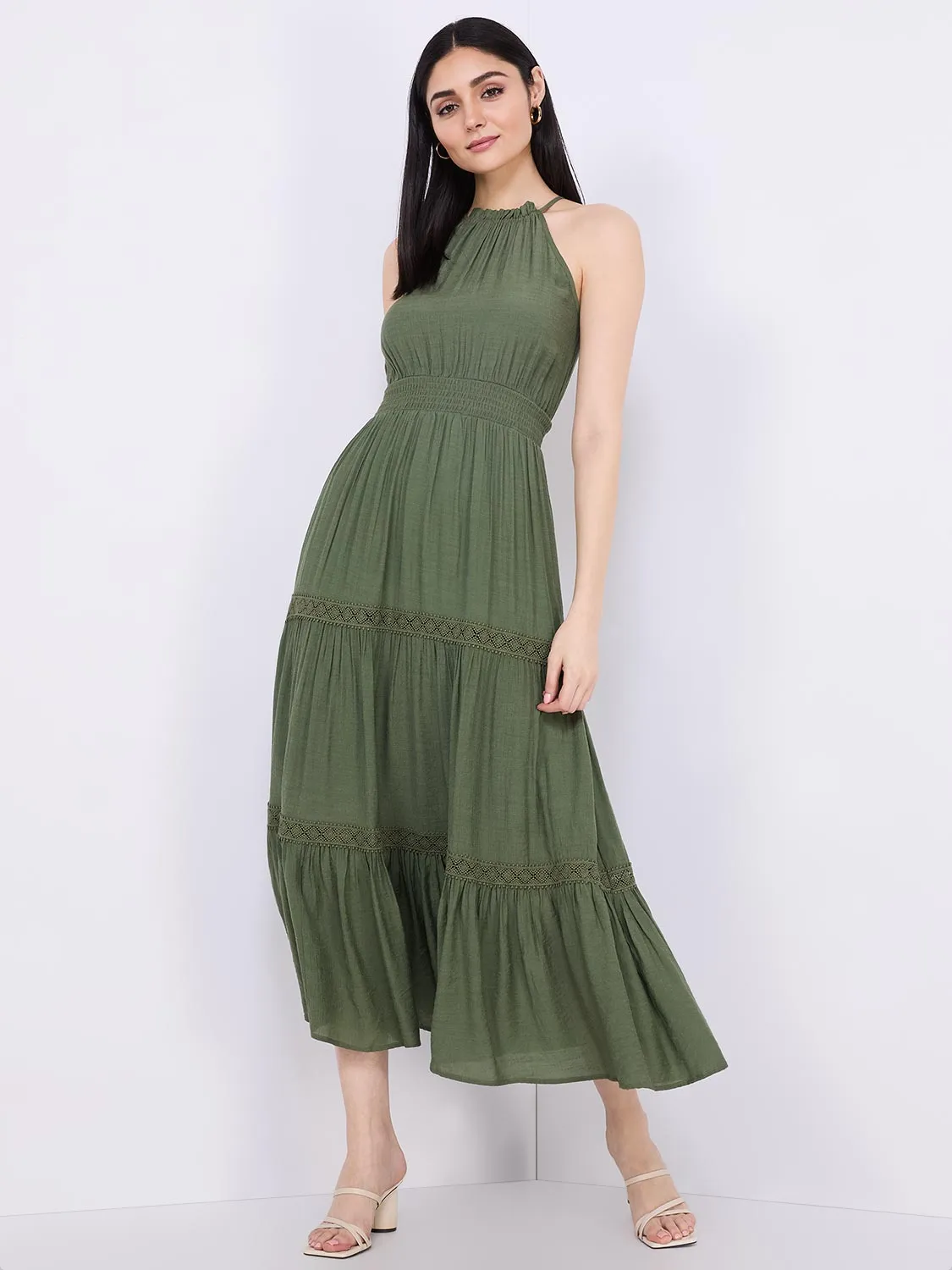 Halter Neck Tiered Maxi Dress