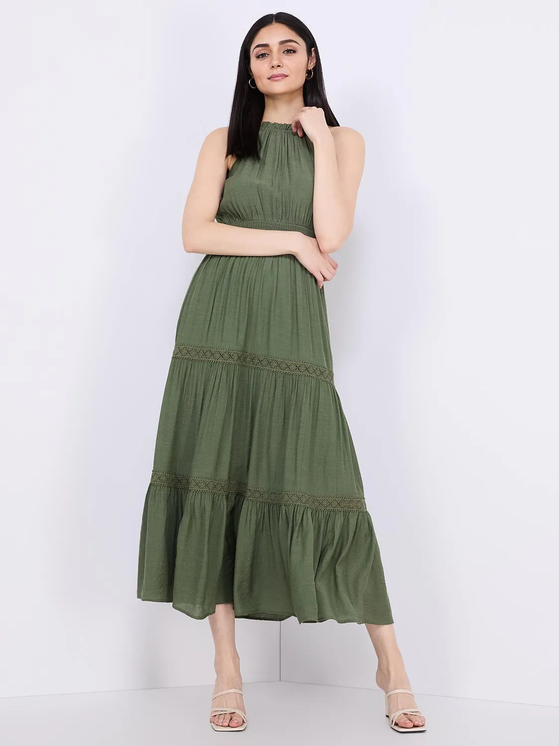 Halter Neck Tiered Maxi Dress