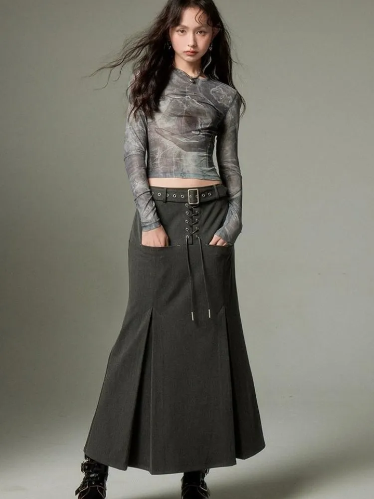 Leather A-line skirt【s0000003274】