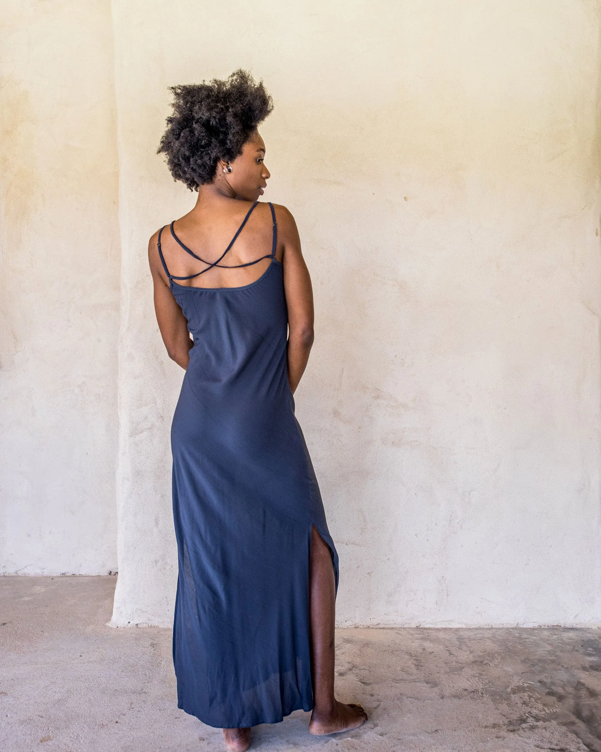 Long Slip Dress - Navy