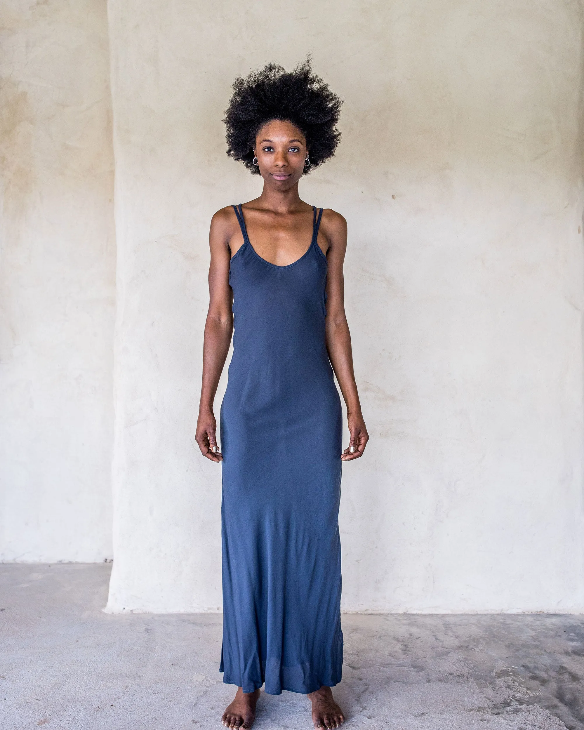 Long Slip Dress - Navy
