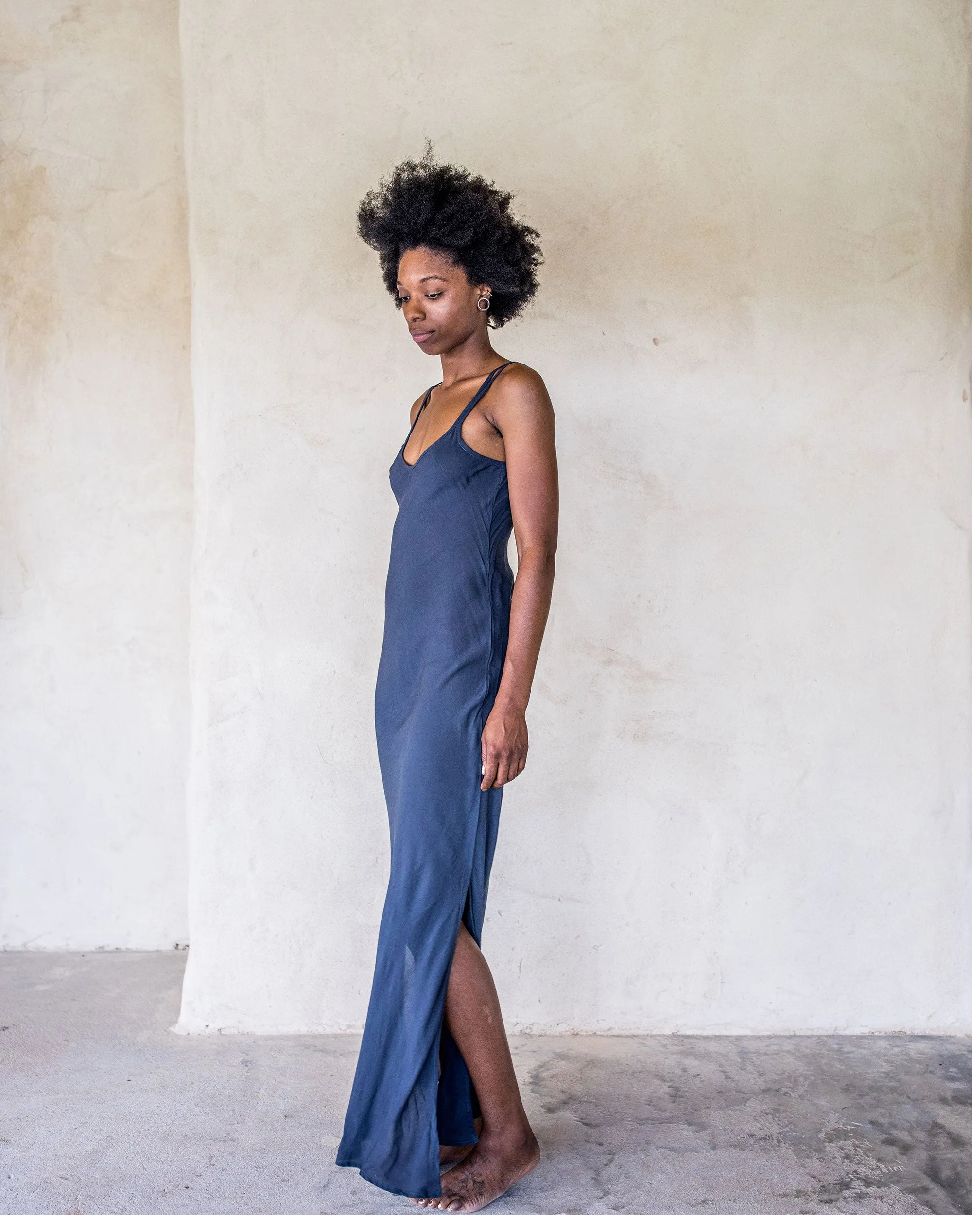 Long Slip Dress - Navy