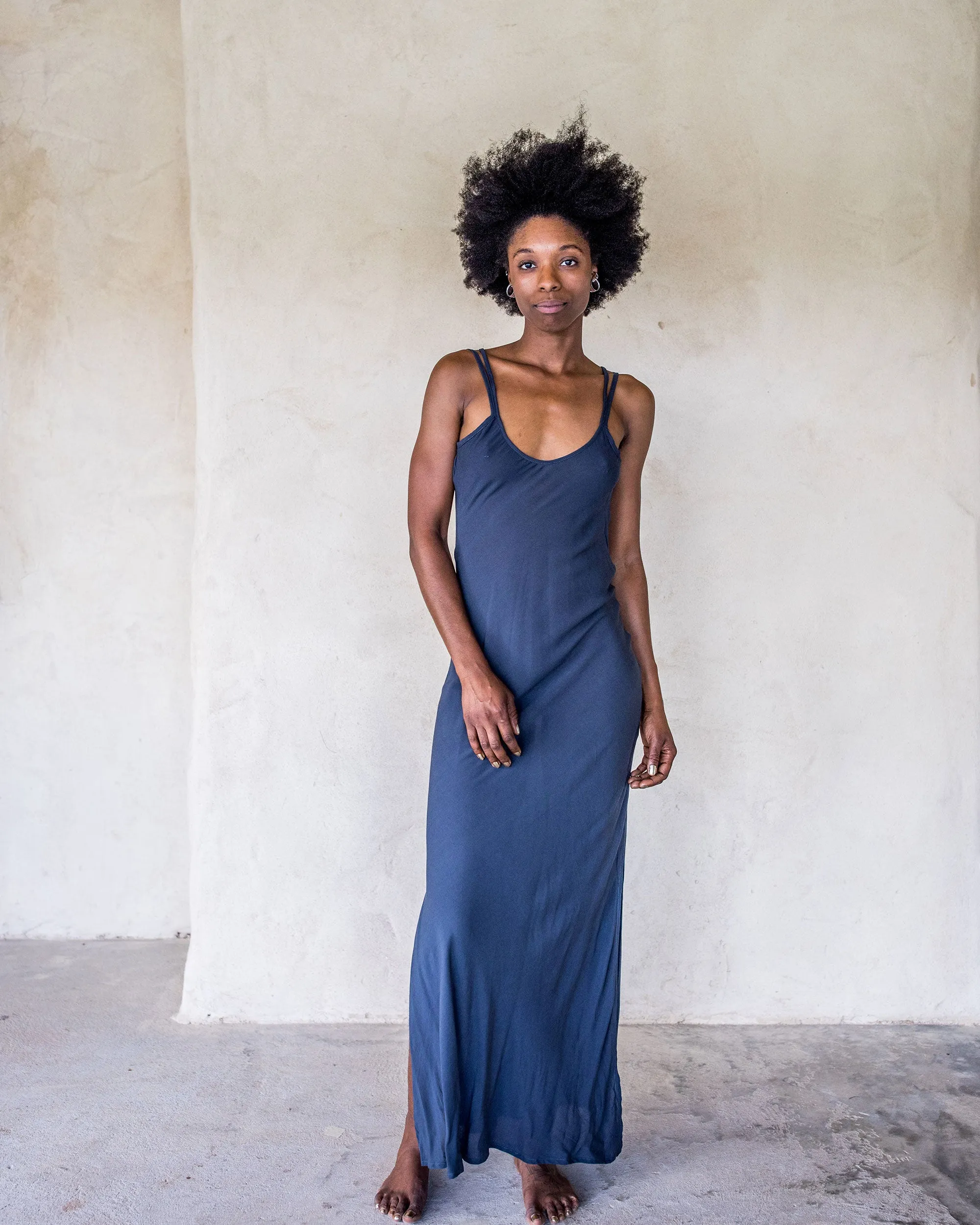Long Slip Dress - Navy
