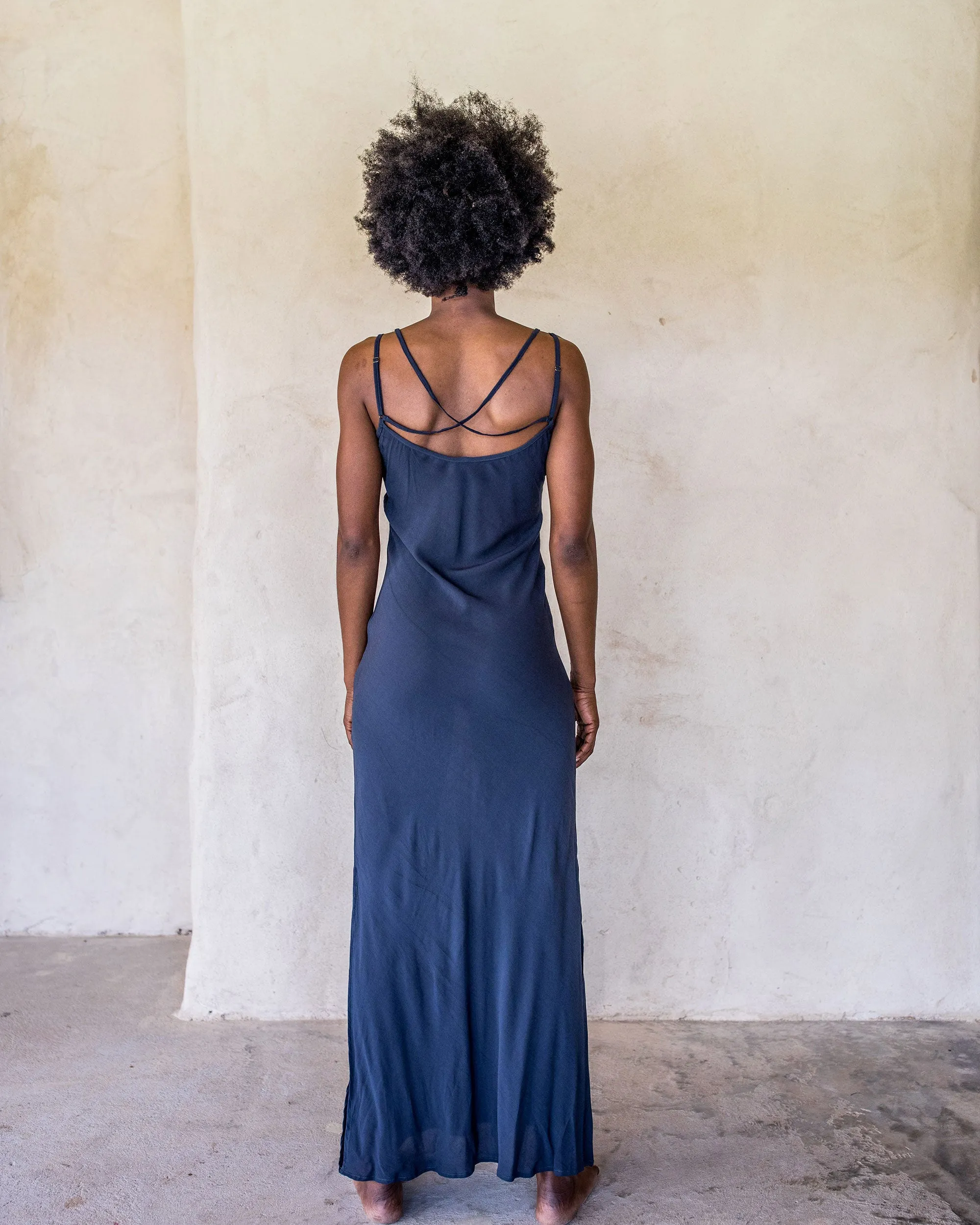 Long Slip Dress - Navy