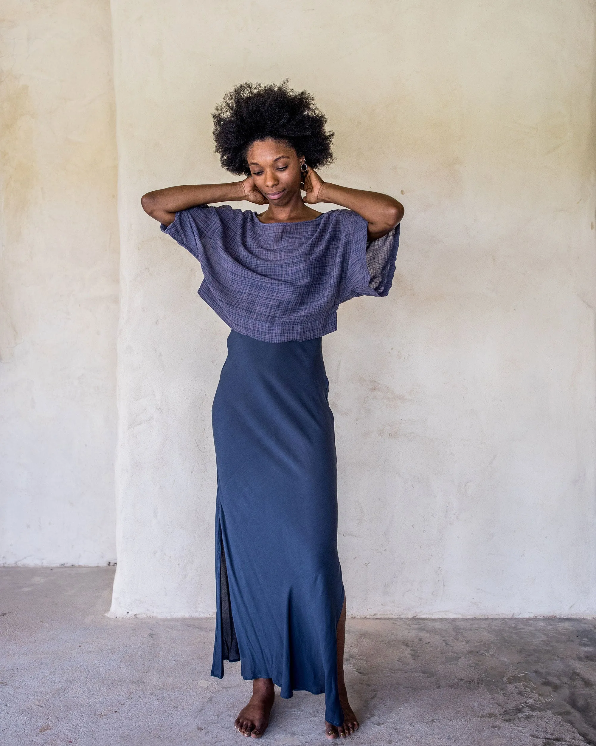 Long Slip Dress - Navy