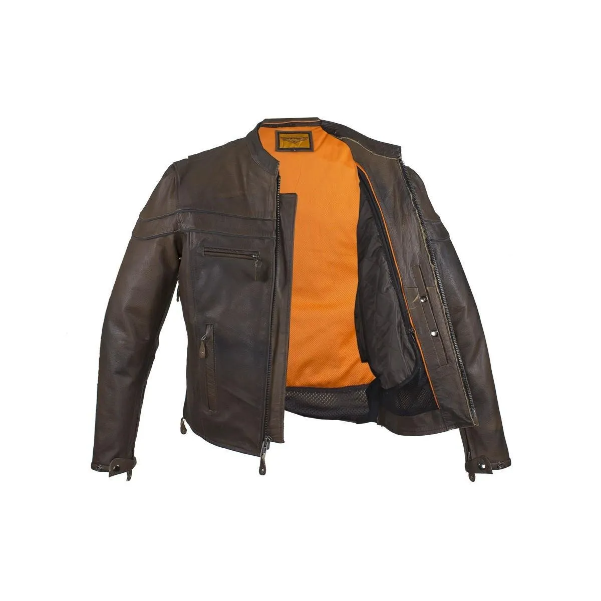 Men's Brown Concealed to Carry Leather Jacket, MJ796-BRN-11-DL
