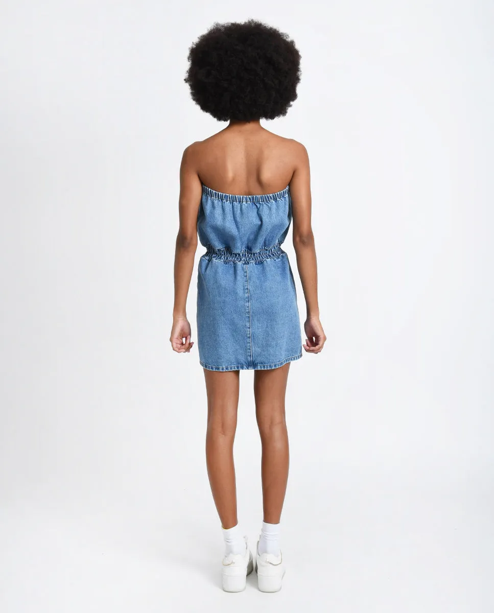 Molly Bracken Denim Strapless Dress