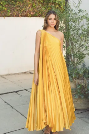 One Shoulder Pleaded Maxi Dress