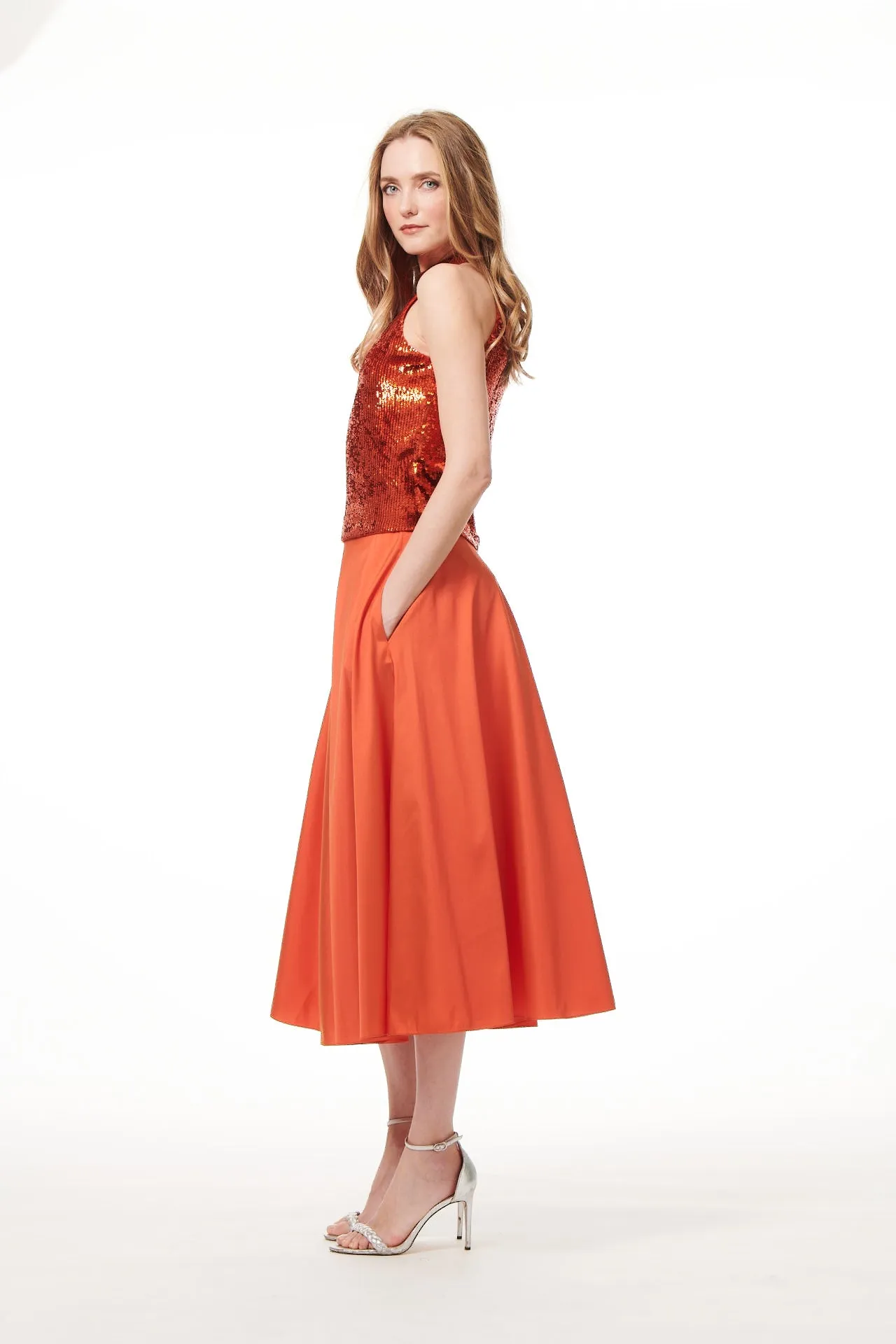 PAPRIKA A-LINE MIDI SKIRT