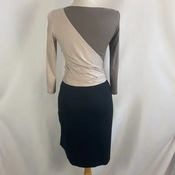 PauleKaTan Cream Black Tie Front Knit Dress