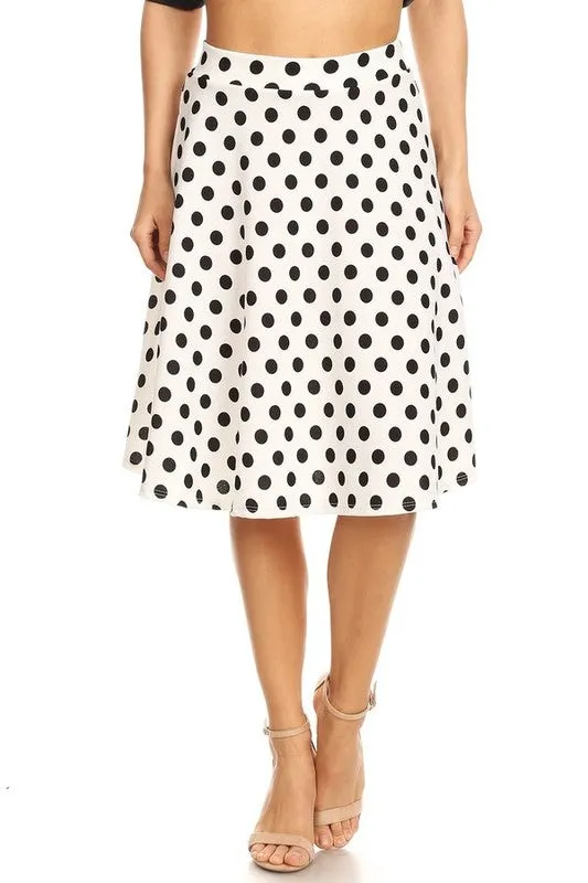 Polka Dot Knee Length A-line Skirt