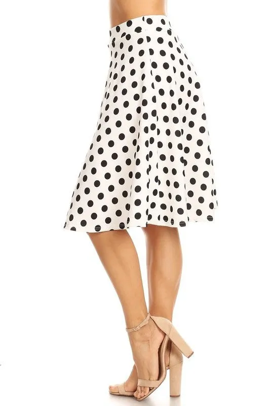 Polka Dot Knee Length A-line Skirt
