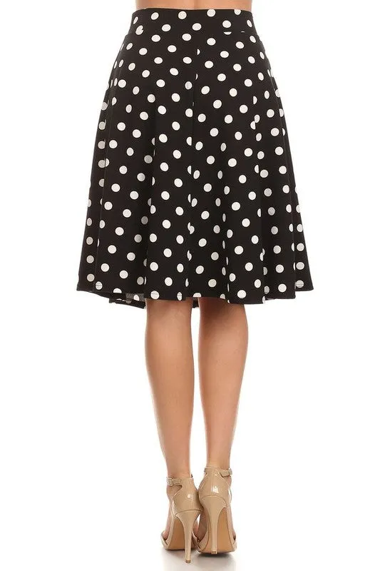 Polka Dot Knee Length A-line Skirt