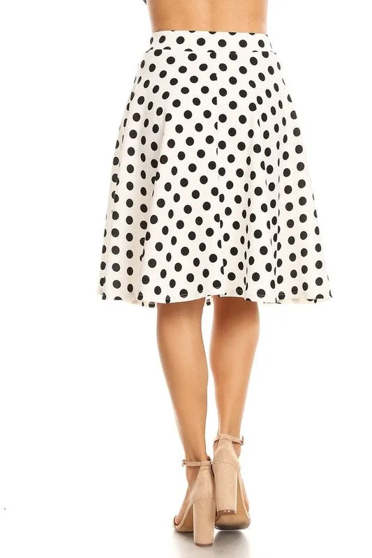 Polka Dot Knee Length A-line Skirt