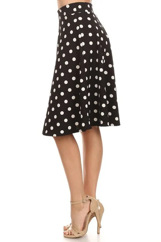 Polka Dot Knee Length A-line Skirt