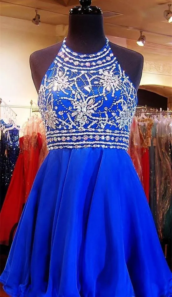 Royal Blue Sparkle Beautiful Chiffon Fashion Beading Sweet 16 Dress
