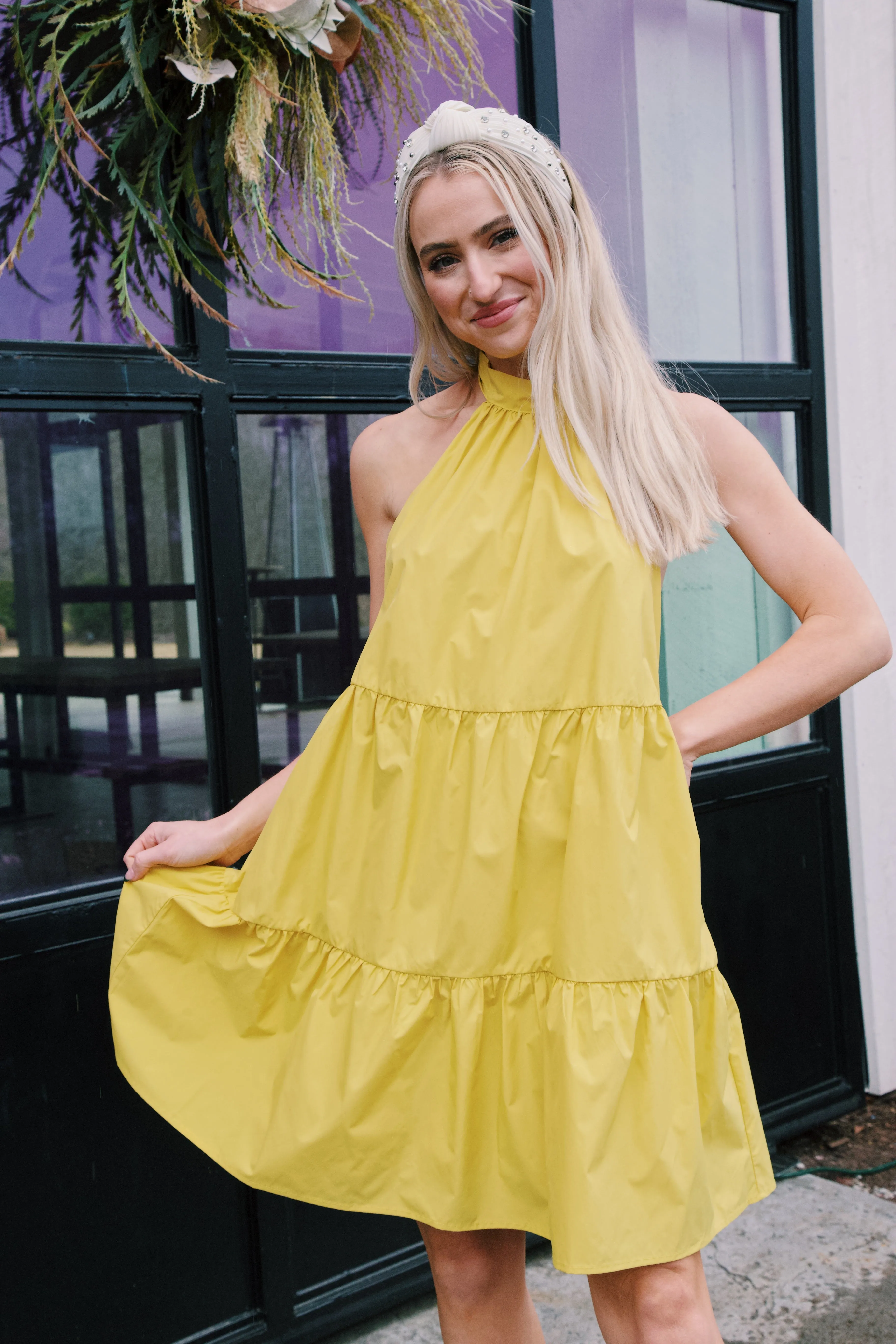 Winchester Halter Dress, Chartreuse